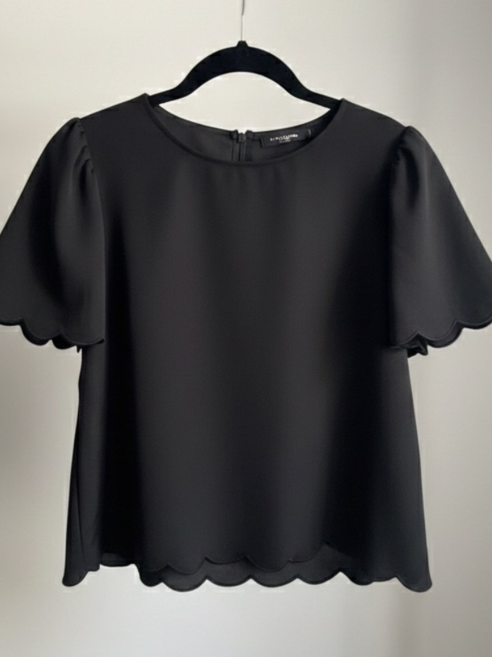 Express Black Scalloped Blouse Small
